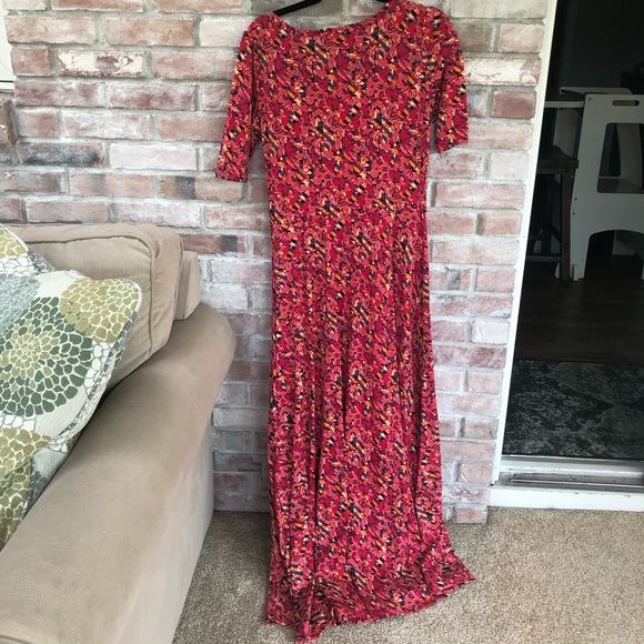 LuLaRoe Ana Maxi Dress- L Hot Pink Floral - Picture 2 of 4